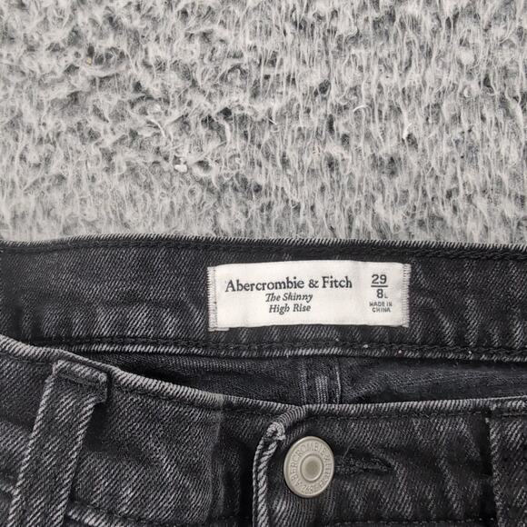 Abercrombie & Fitch Jeans Women 8 Black The Skinny High Rise Chore Distressed - Picture 5 of 11